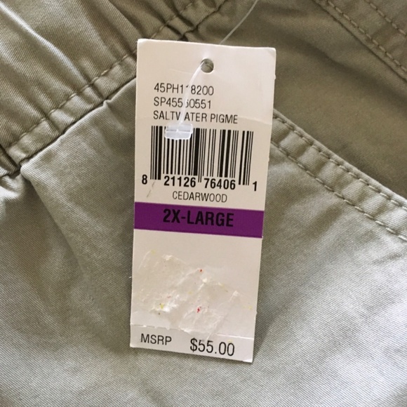 lZOD Saltwater Relaxed Classics Shorts Beige Mens Sz 2XL Elastic Waist Stretch - Picture 8 of 15